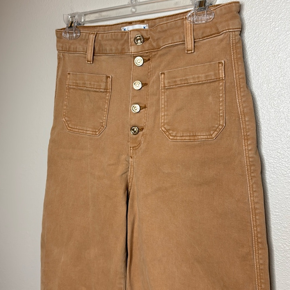 PAIGE Anessa Wide Leg Cropped Jeans Size 28 Tan - Picture 5 of 16